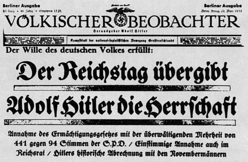 Zeitungsbericht ber Reichsermchtigungsgesetz