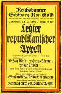 Aufruf des Reichsbanners Schwarz-Rot-Gold zu den letzten 'freien Wahlen' 1933