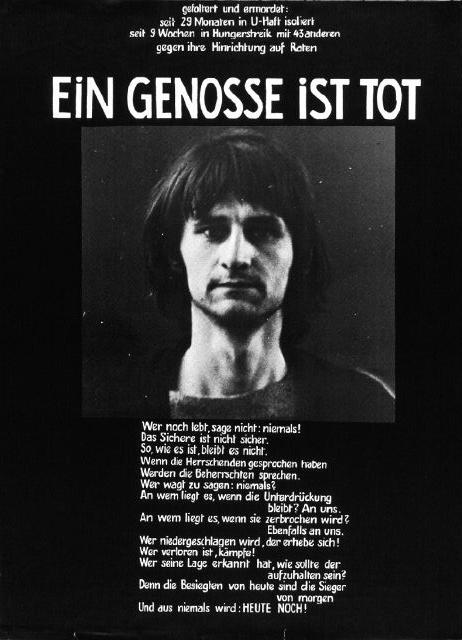 Plakat zum Tod von Holger Meins